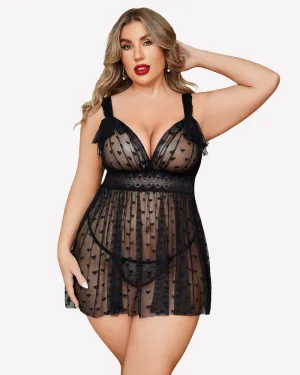 Plus Size Lace Sheer Nightie