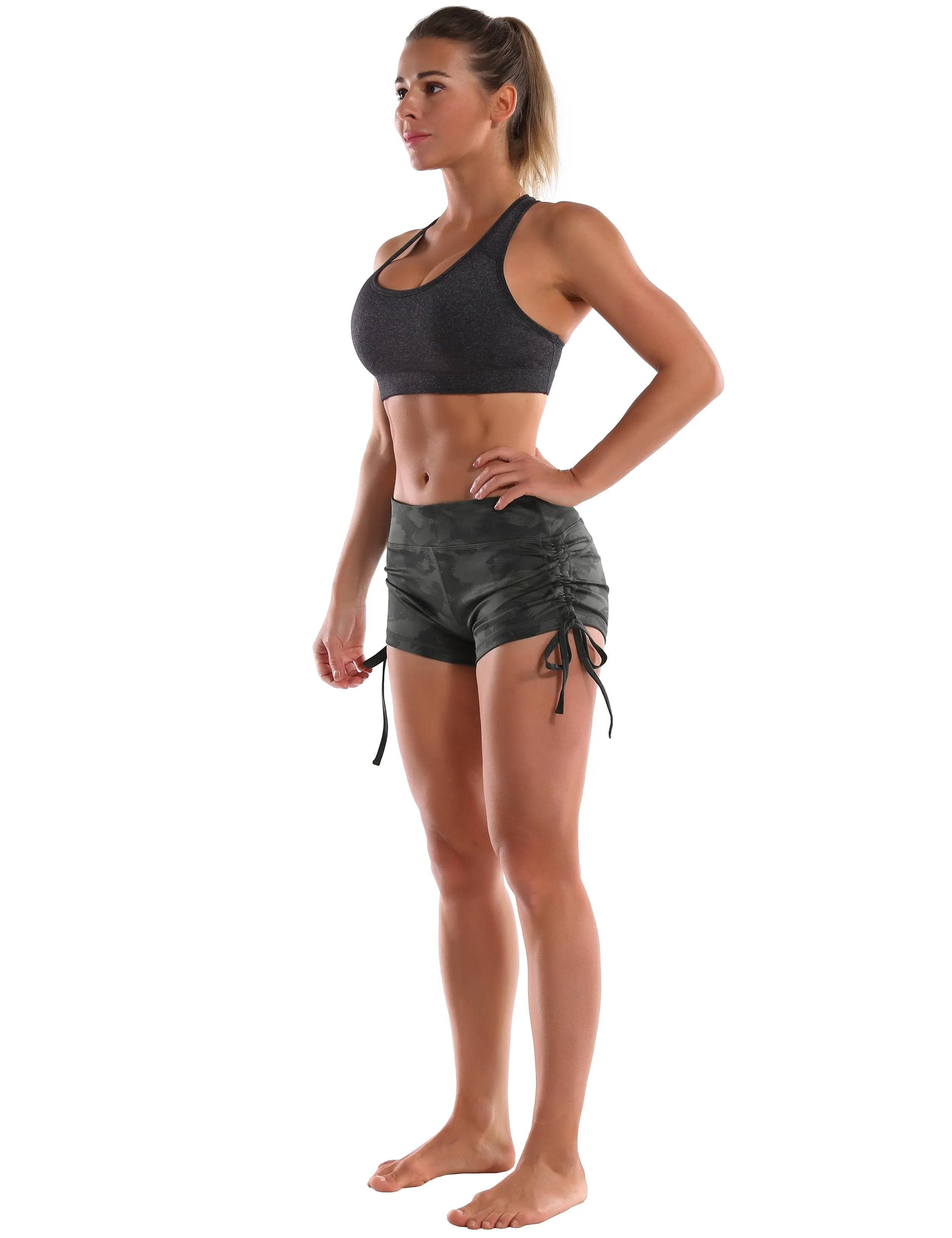 Printed Side Drawstring Hot Shorts dimgray brushcamo ins_Gym