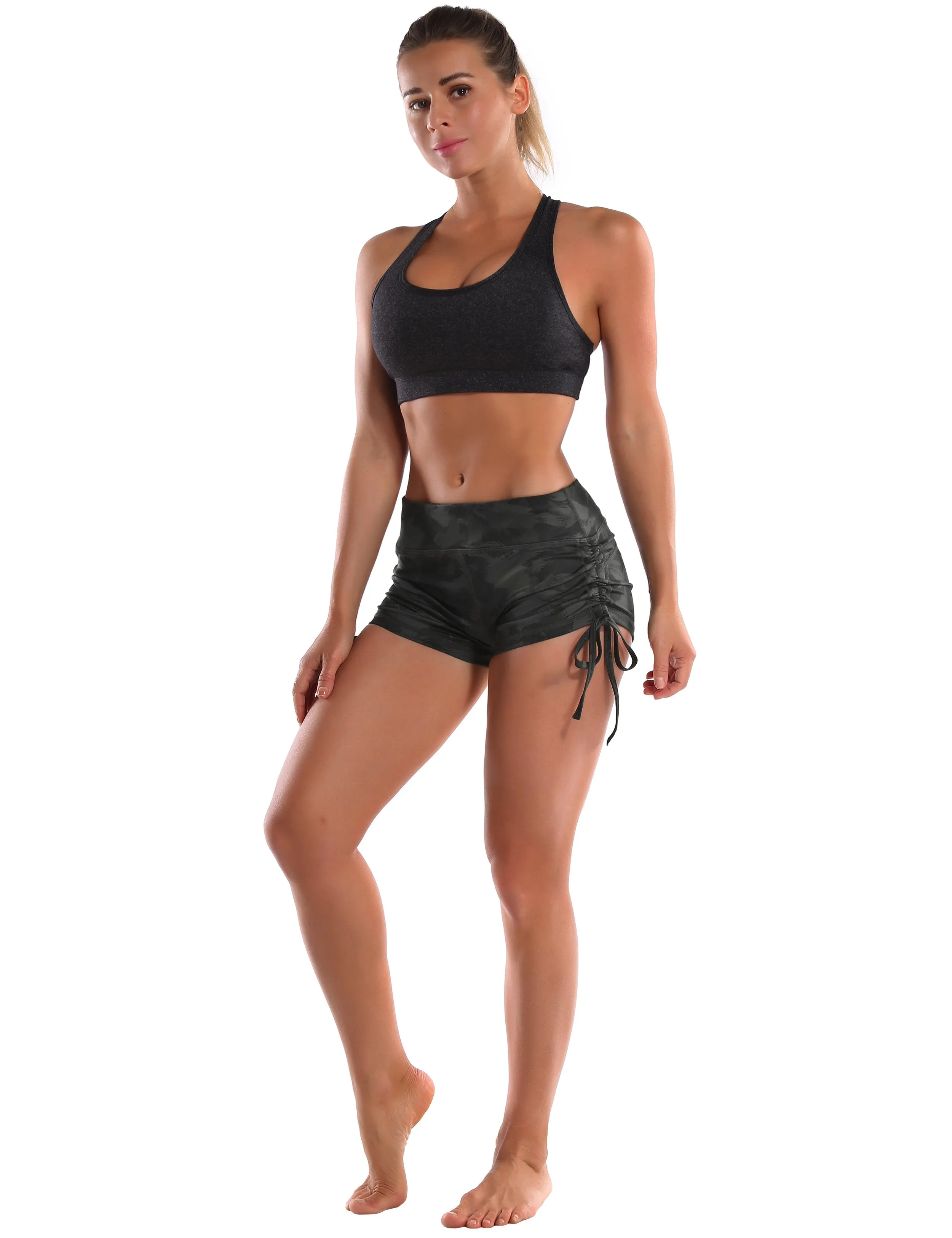 Printed Side Drawstring Hot Shorts dimgray brushcamo ins_Gym