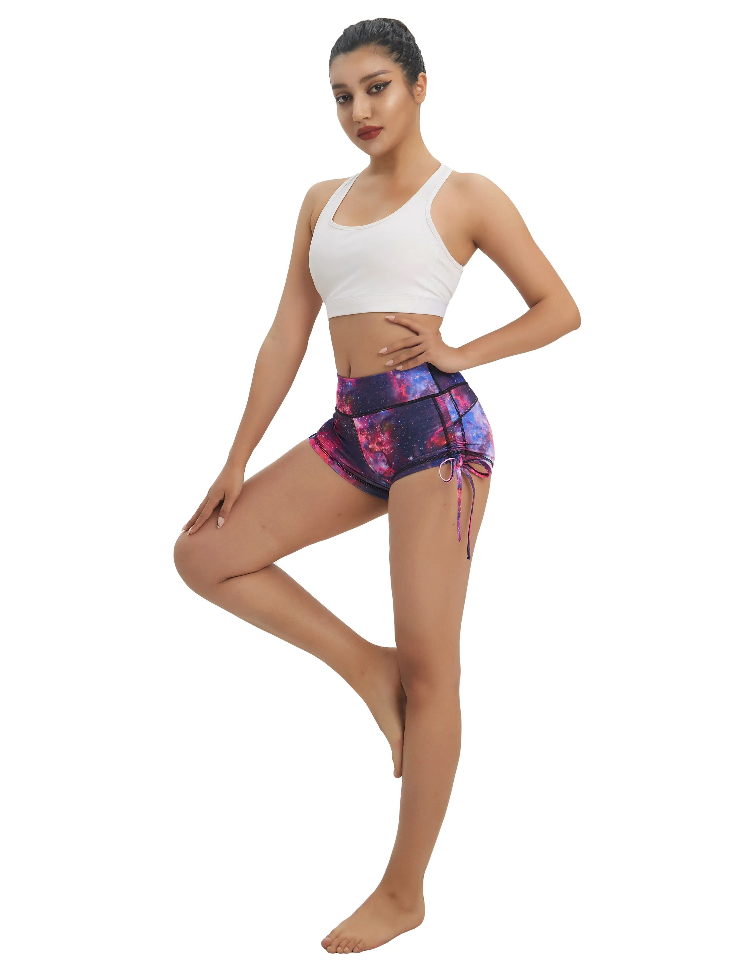 Printed Side Drawstring Hot Shorts galaxy_Gym