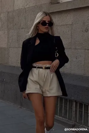 Rachel Paperbag Pleather Shorts
