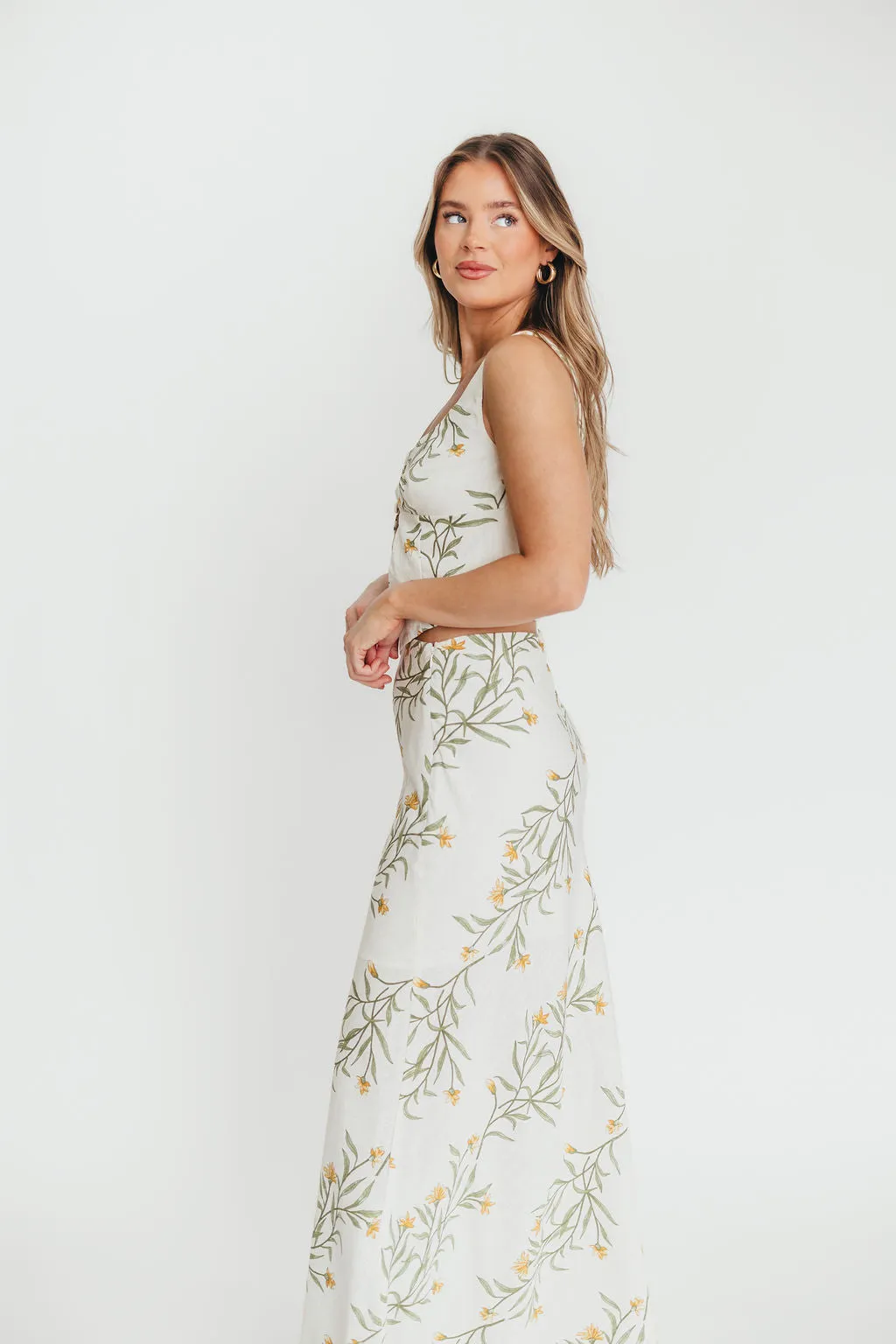 Sawyer Vest Tank and Maxi Skirt Set in Cream Floral