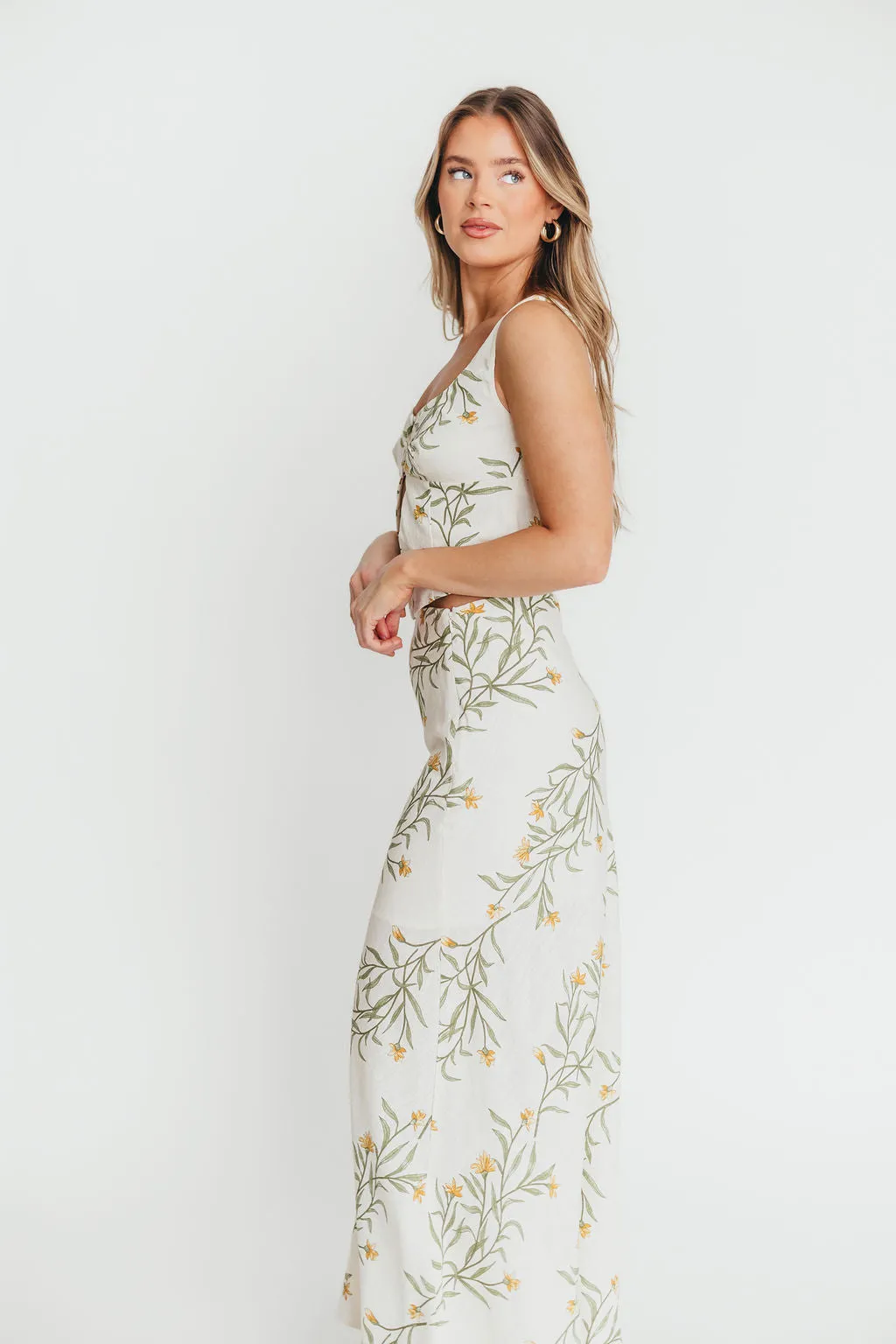 Sawyer Vest Tank and Maxi Skirt Set in Cream Floral