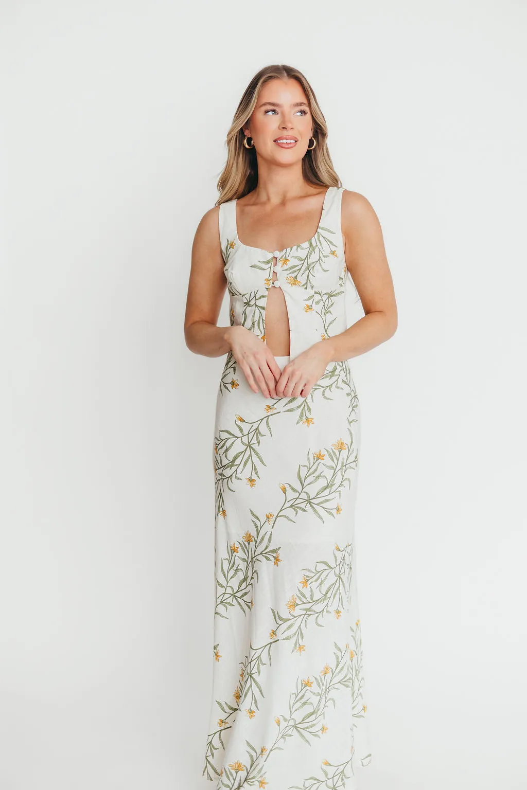 Sawyer Vest Tank and Maxi Skirt Set in Cream Floral