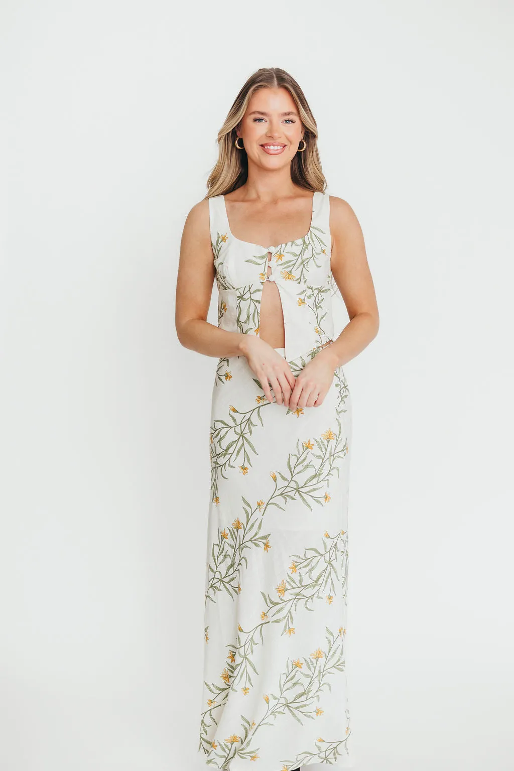 Sawyer Vest Tank and Maxi Skirt Set in Cream Floral