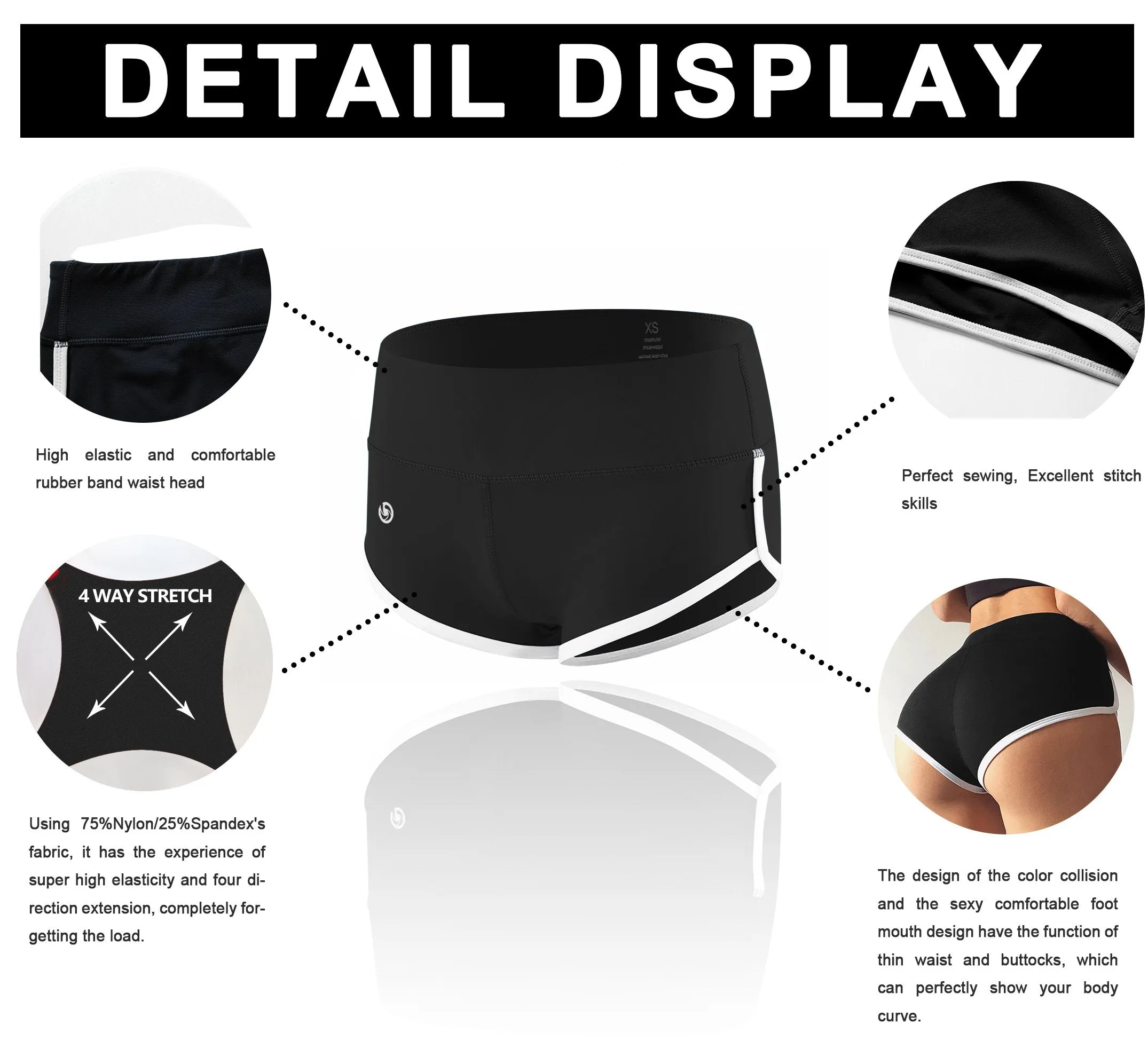 Sexy Booty Plus Size Shorts black_fluorescentyellow ins_Plus Size