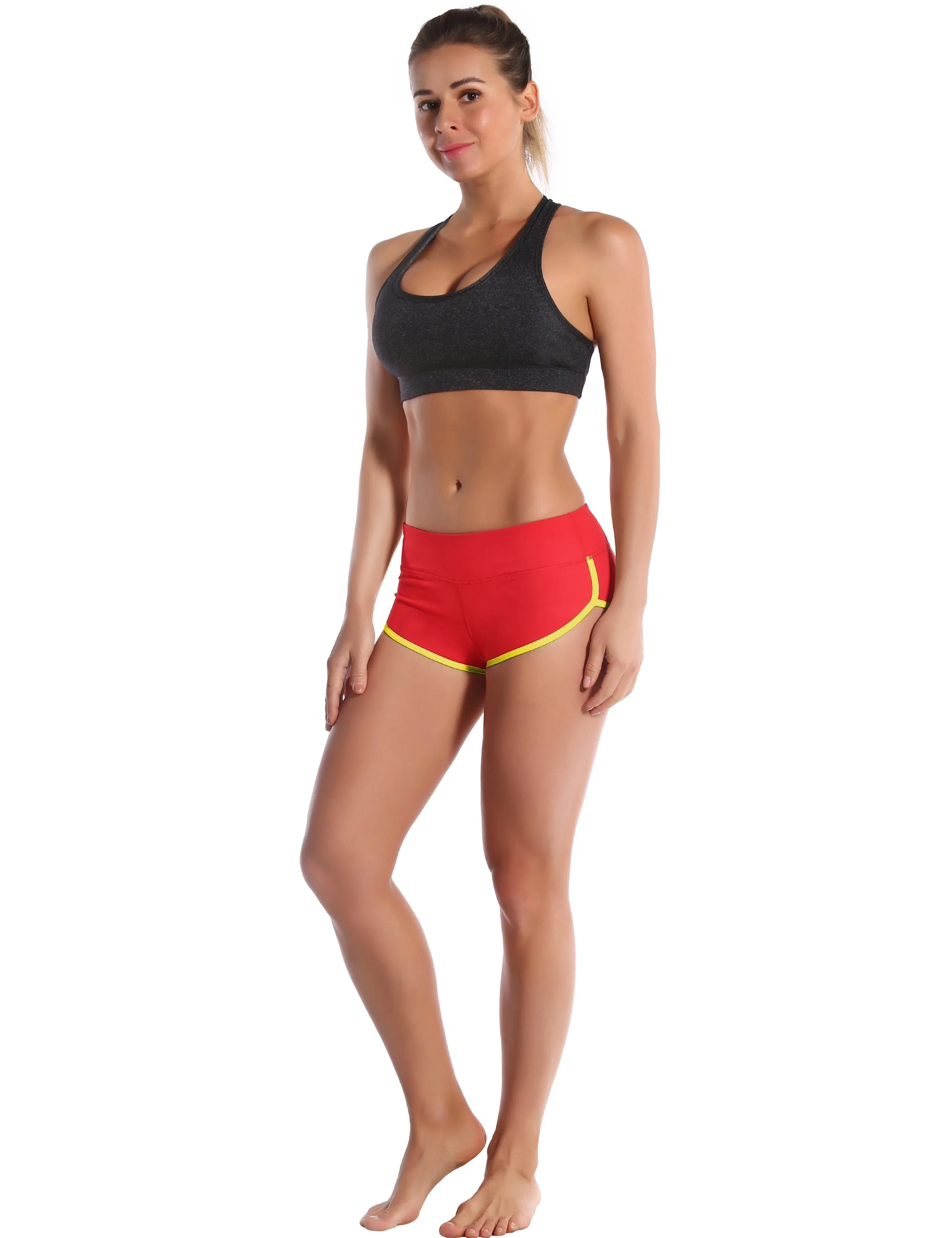 Sexy Booty yogastudio Shorts scarlet_fluorescentyellow_yogastudio