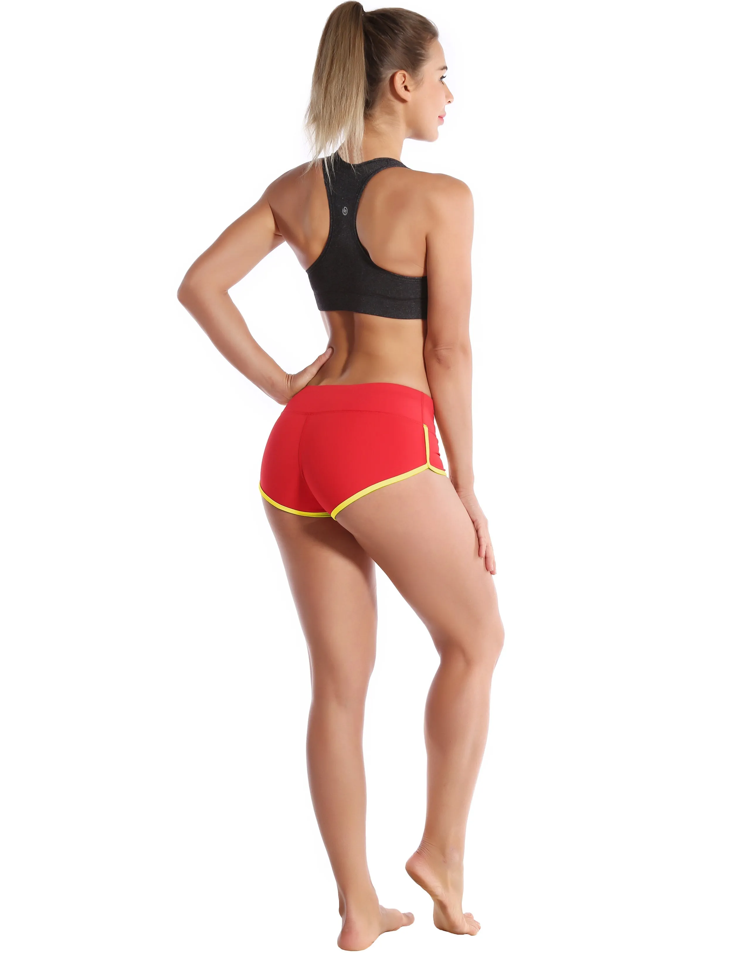 Sexy Booty yogastudio Shorts scarlet_fluorescentyellow_yogastudio
