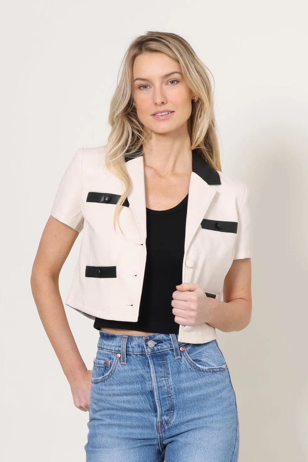 Shiller Short Sleeve Leather Jacket