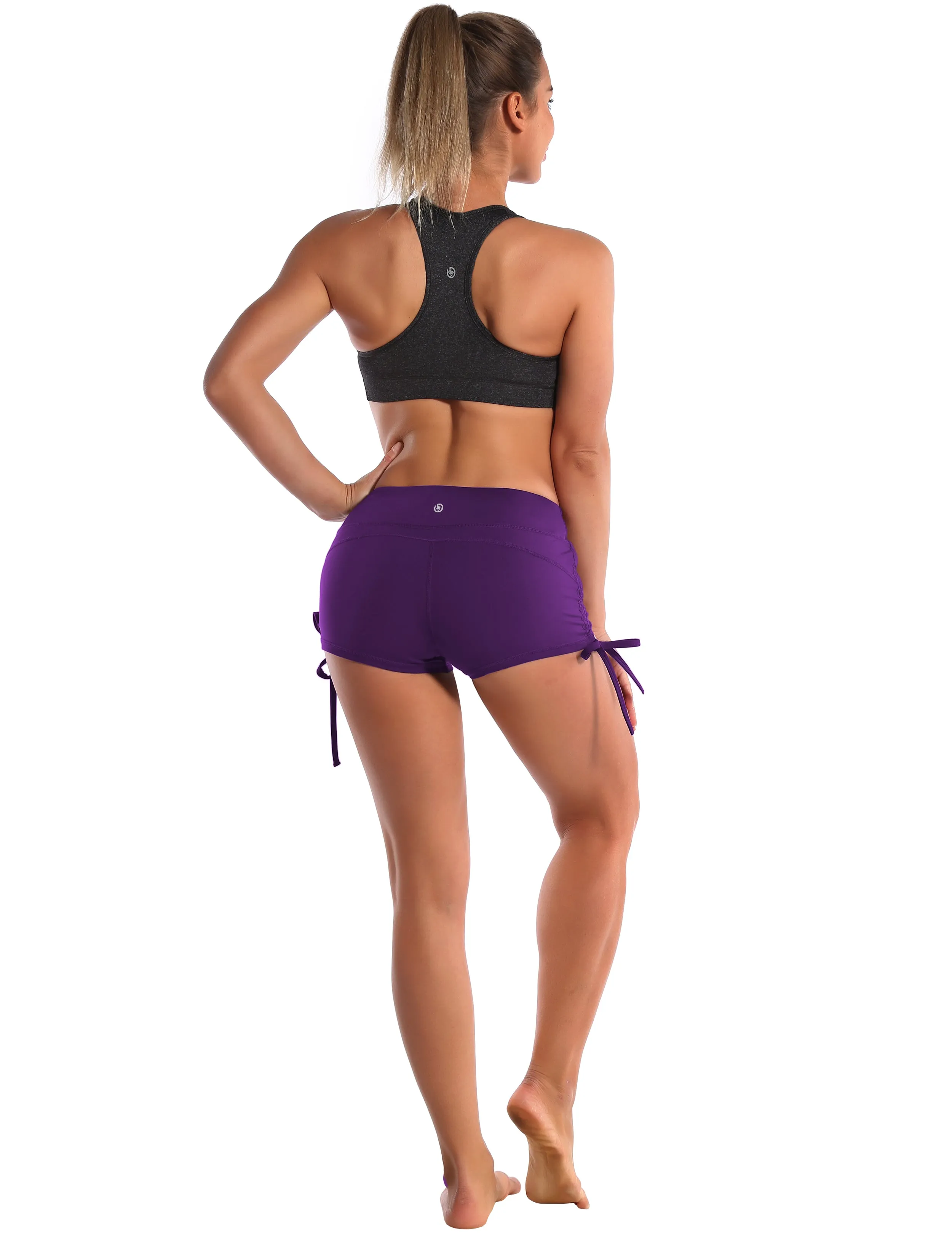 Side Drawstring Hot Shorts eggplantpurple_Pilates