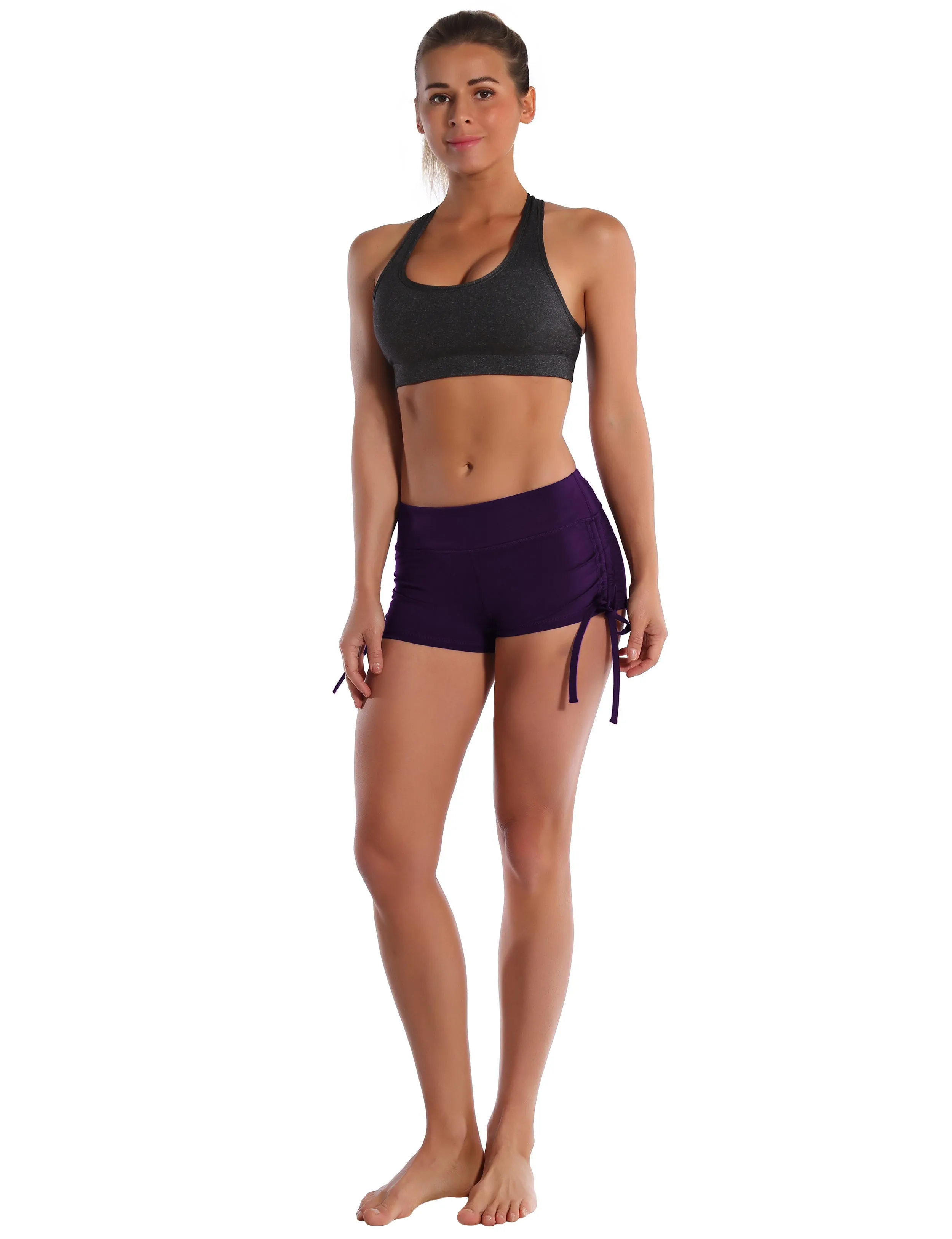 Side Drawstring Hot Shorts eggplantpurple_Pilates