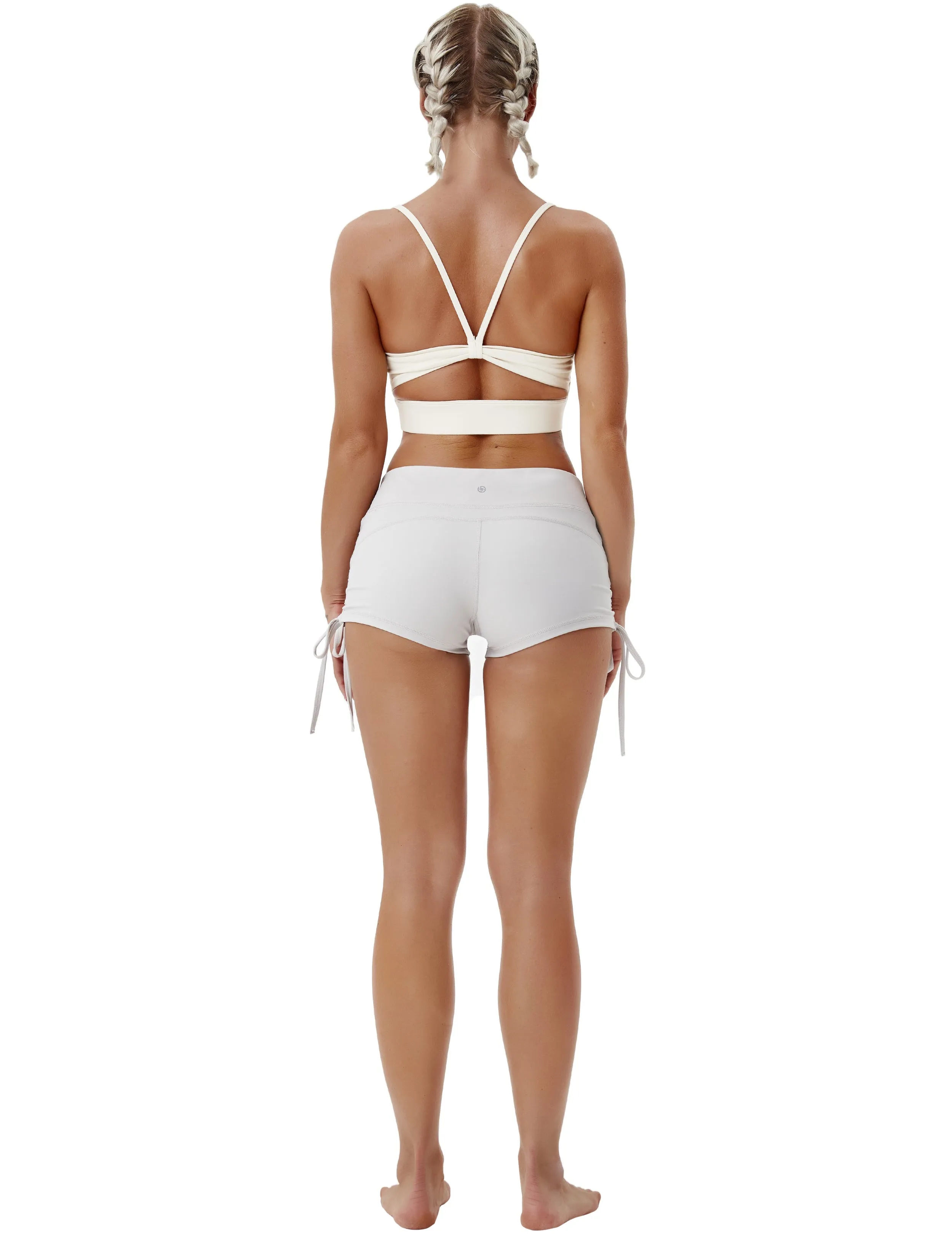 Side Drawstring Hot Shorts lightgray_Pilates