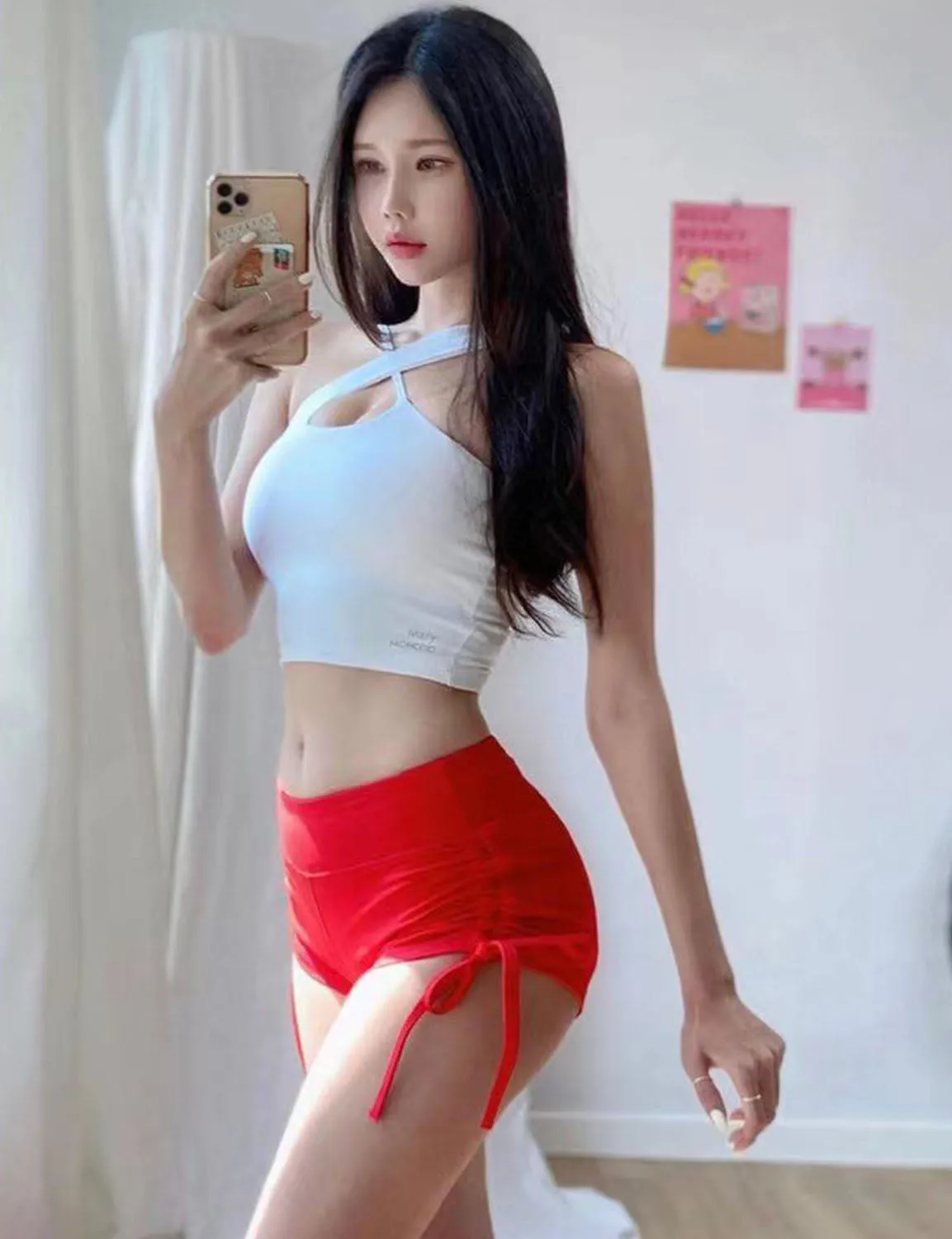 Side Drawstring Hot Shorts scarlet ins_Jogging