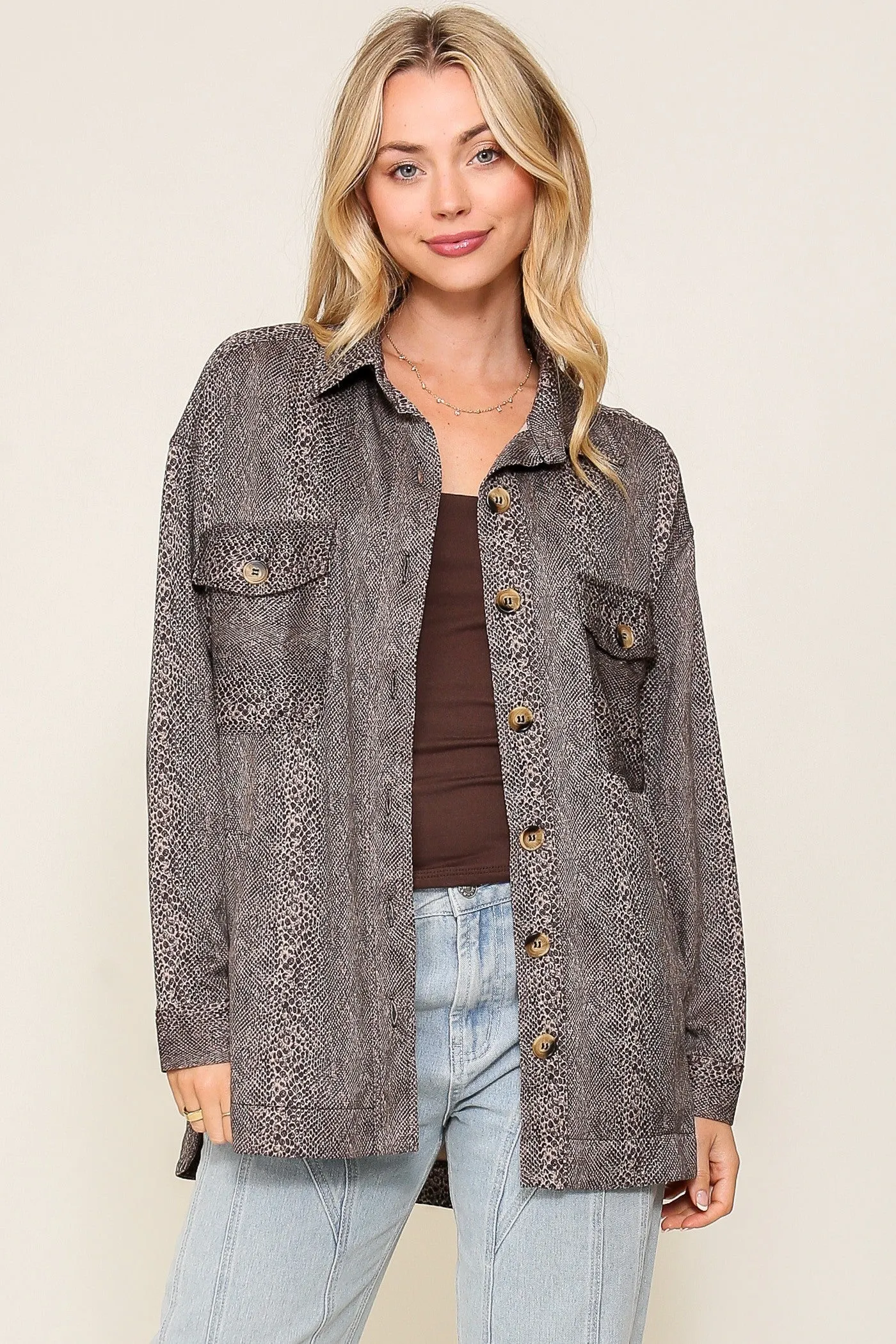 Snake Print Oversized Jacket* - Final Sale