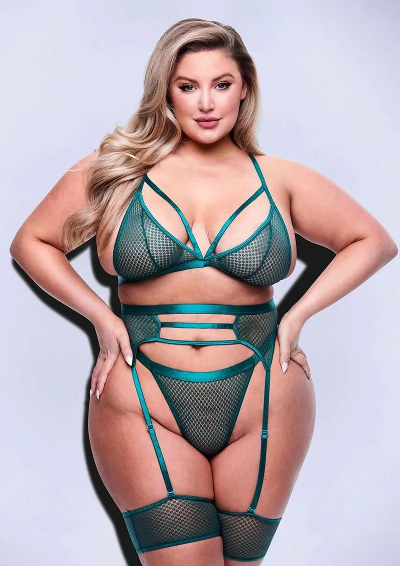 Strappy Bralette, Panty, and Garter Set