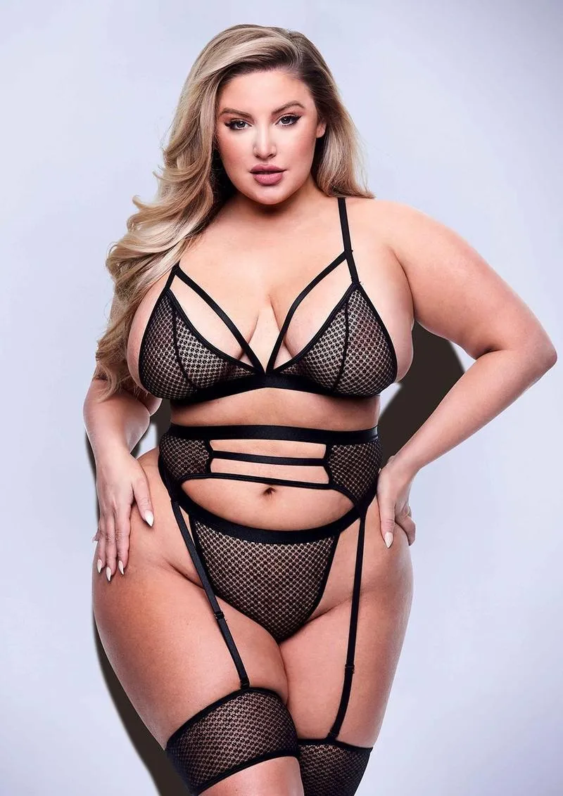 Strappy Bralette, Panty, and Garter Set