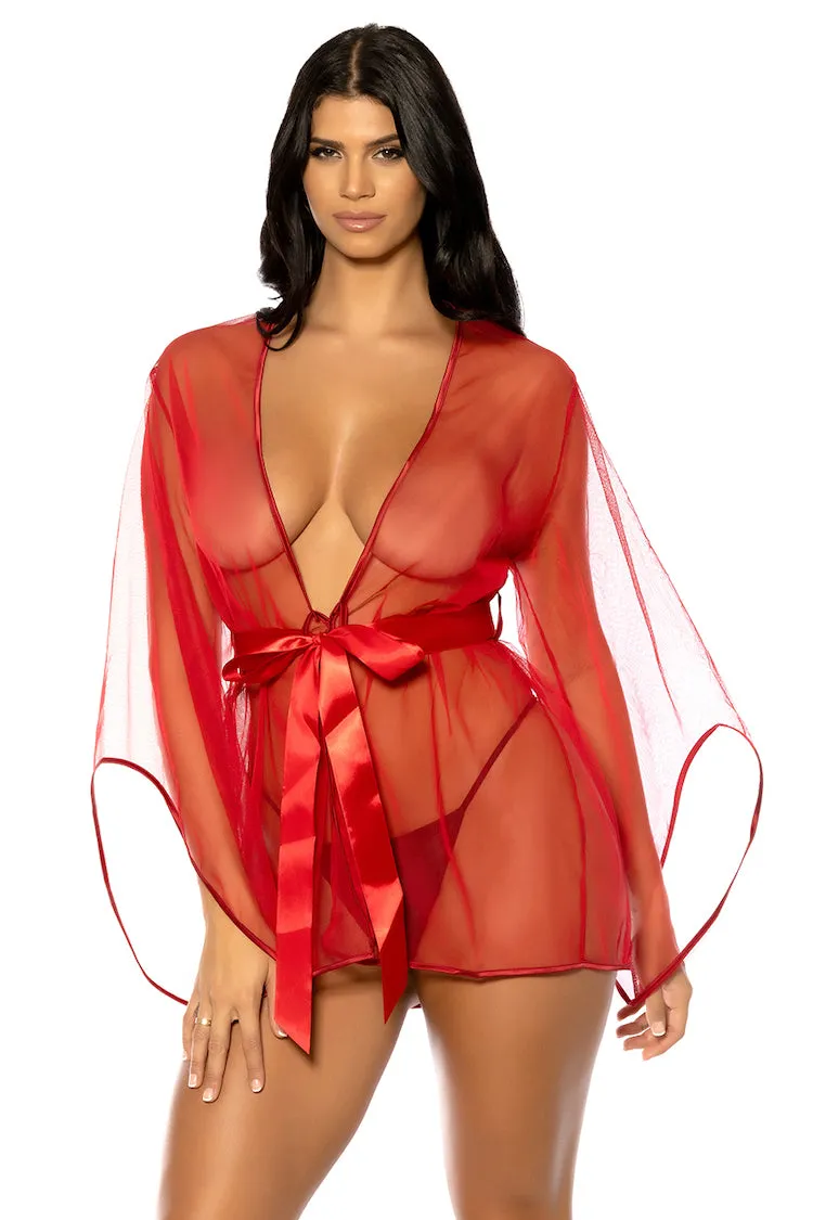 Sydney Sheer Robe - Red