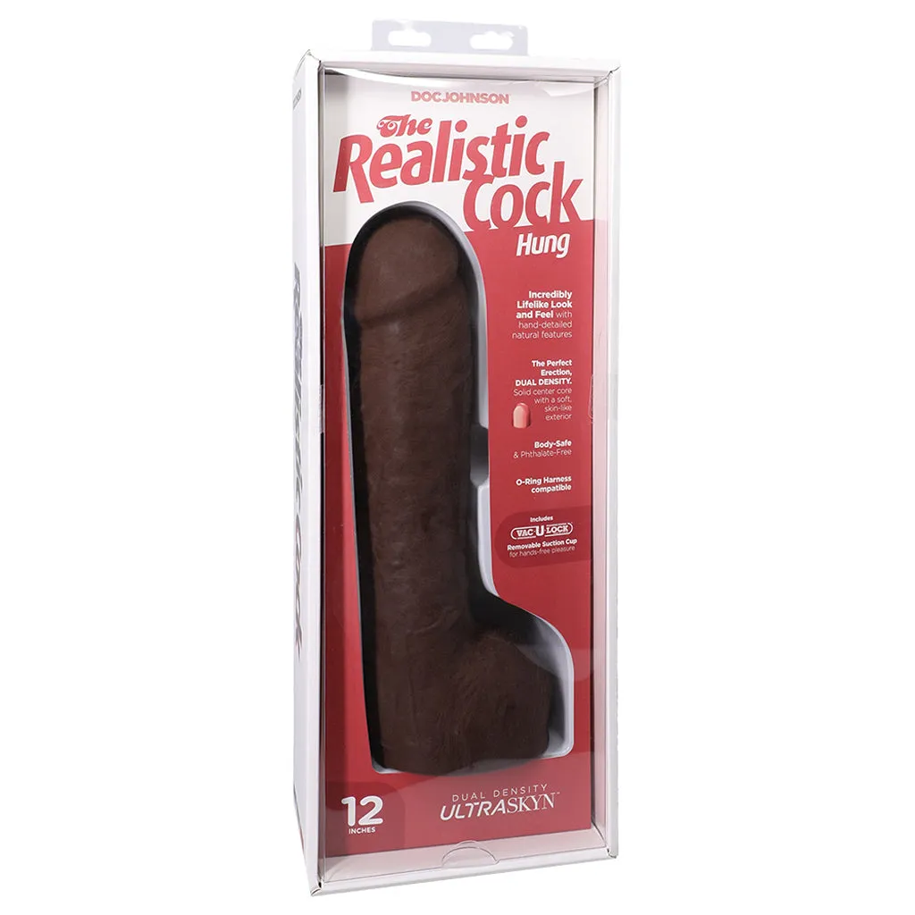 The Realistic Hung 12 Inch Cock with Balls in Chocolate