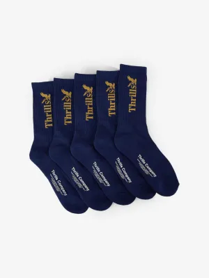 Thrills Workwear 5 Pack Sock - Estate Blue